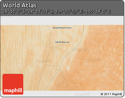 Satellite 3D Map of the Area around 28° 27' 45" S, 140° 19' 29" E
