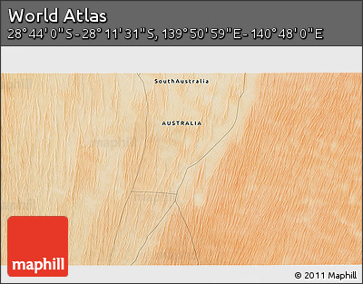 Satellite 3D Map of the Area around 28° 27' 45" S, 140° 19' 29" E