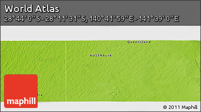 Physical Panoramic Map of the Area around 28° 27' 45" S, 141° 10' 30" E