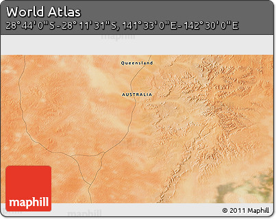 Satellite 3D Map of the Area around 28° 27' 45" S, 142° 1' 30" E
