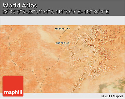 Satellite 3D Map of the Area around 28° 27' 45" S, 142° 1' 30" E
