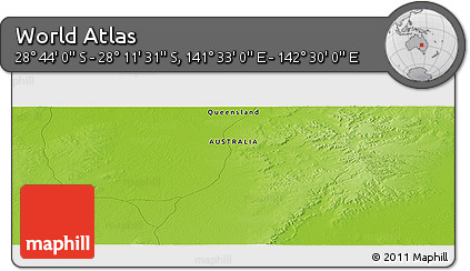 Physical Panoramic Map of the Area around 28° 27' 45" S, 142° 1' 30" E
