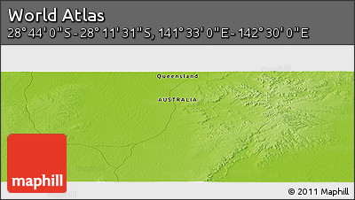 Physical Panoramic Map of the Area around 28° 27' 45" S, 142° 1' 30" E