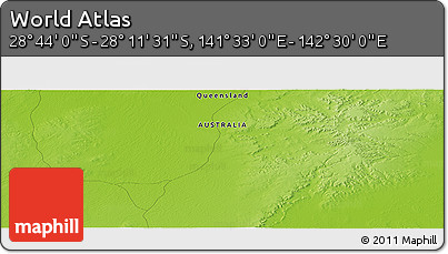 Physical Panoramic Map of the Area around 28° 27' 45" S, 142° 1' 30" E