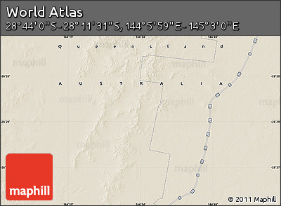 Shaded Relief Map of the Area around 28° 27' 45" S, 144° 34' 29" E