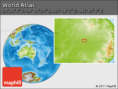 Physical Location Map of the Area around 28° 27' 45" S, 146° 16' 30" E