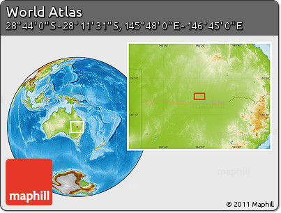 Physical Location Map of the Area around 28° 27' 45" S, 146° 16' 30" E