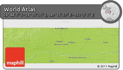 Physical Panoramic Map of the Area around 28° 27' 45" S, 149° 40' 30" E