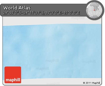 Shaded Relief 3D Map of the Area around 28° 27' 45" S, 14° 31' 30" E