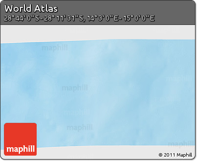 Shaded Relief 3D Map of the Area around 28° 27' 45" S, 14° 31' 30" E
