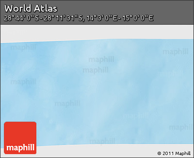 Shaded Relief 3D Map of the Area around 28° 27' 45" S, 14° 31' 30" E