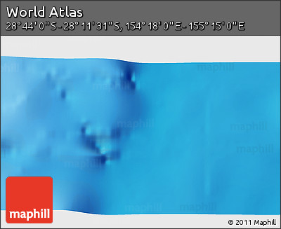 Physical 3D Map of the Area around 28° 27' 45" S, 154° 46' 30" E