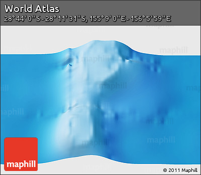 Physical 3D Map of the Area around 28° 27' 45" S, 155° 37' 30" E