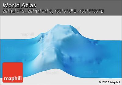 Physical Panoramic Map of the Area around 28° 27' 45" S, 155° 37' 30" E