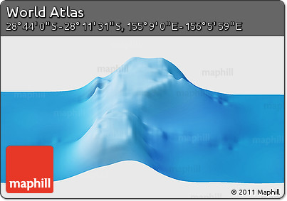 Physical Panoramic Map of the Area around 28° 27' 45" S, 155° 37' 30" E