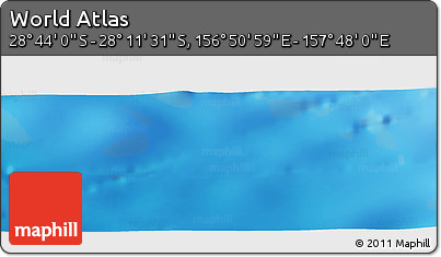 Physical Panoramic Map of the Area around 28° 27' 45" S, 157° 19' 29" E