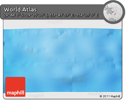 Physical 3D Map of the Area around 28° 27' 45" S, 158° 10' 30" E