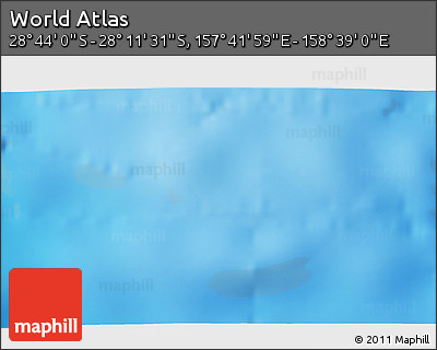 Physical 3D Map of the Area around 28° 27' 45" S, 158° 10' 30" E