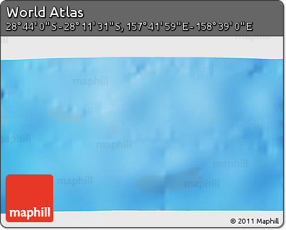 Physical 3D Map of the Area around 28° 27' 45" S, 158° 10' 30" E