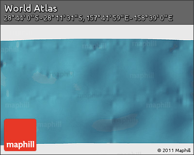 Satellite 3D Map of the Area around 28° 27' 45" S, 158° 10' 30" E