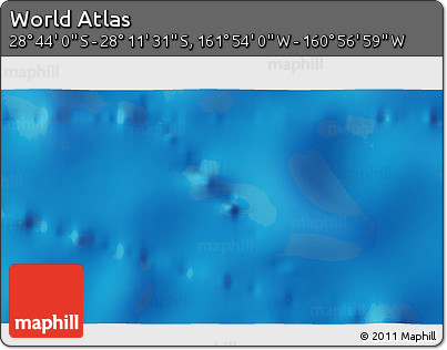 Physical 3D Map of the Area around 28° 27' 45" S, 161° 25' 30" W