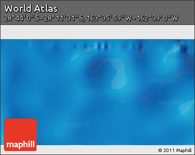 Physical 3D Map of the Area around 28° 27' 45" S, 163° 7' 30" W
