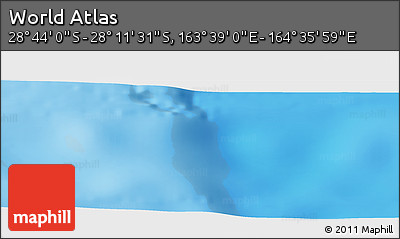 Physical Panoramic Map of the Area around 28° 27' 45" S, 164° 7' 30" E