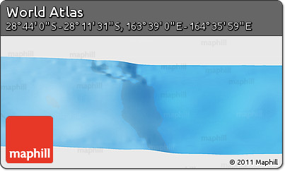 Physical Panoramic Map of the Area around 28° 27' 45" S, 164° 7' 30" E