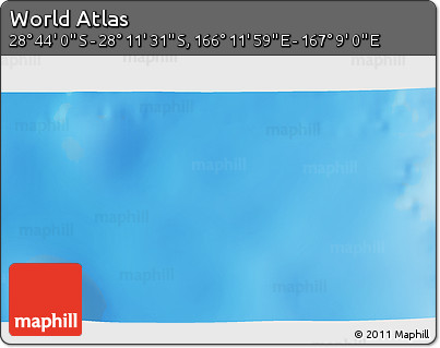 Physical 3D Map of the Area around 28° 27' 45" S, 166° 40' 30" E