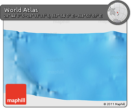 Physical 3D Map of the Area around 28° 27' 45" S, 168° 22' 30" E