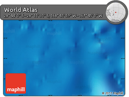 Physical Map of the Area around 28° 27' 45" S, 168° 13' 29" W