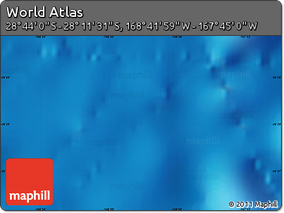 Physical Map of the Area around 28° 27' 45" S, 168° 13' 29" W