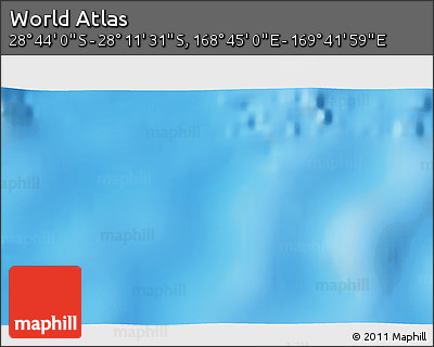 Physical 3D Map of the Area around 28° 27' 45" S, 169° 13' 29" E