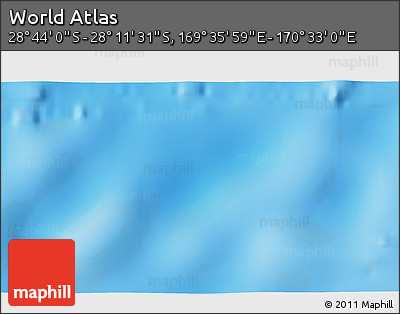 Physical 3D Map of the Area around 28° 27' 45" S, 170° 4' 29" E