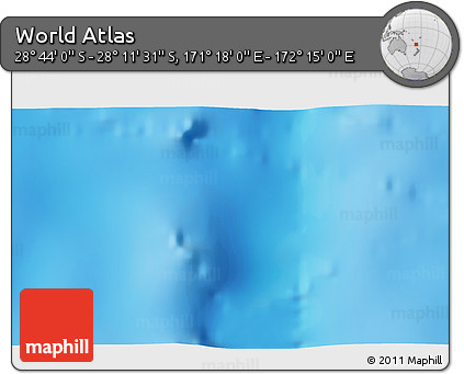 Physical 3D Map of the Area around 28° 27' 45" S, 171° 46' 30" E