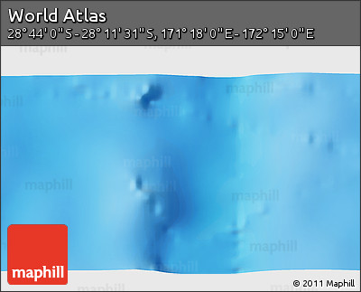 Physical 3D Map of the Area around 28° 27' 45" S, 171° 46' 30" E