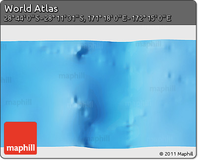 Physical 3D Map of the Area around 28° 27' 45" S, 171° 46' 30" E