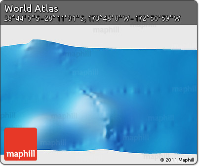 Physical 3D Map of the Area around 28° 27' 45" S, 173° 19' 29" W