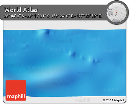 Physical 3D Map of the Area around 28° 27' 45" S, 176° 52' 30" E