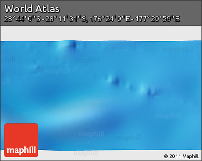 Physical 3D Map of the Area around 28° 27' 45" S, 176° 52' 30" E