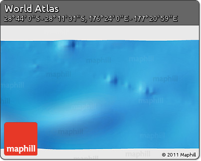 Physical 3D Map of the Area around 28° 27' 45" S, 176° 52' 30" E