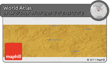 Physical Panoramic Map of the Area around 28° 27' 45" S, 25° 34' 30" E
