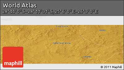 Physical Panoramic Map of the Area around 28° 27' 45" S, 25° 34' 30" E