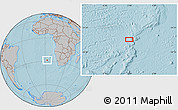 Gray Location Map of the area around 28° 27' 45" S, 2° 37' 30" E, hill shading