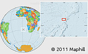 Political Location Map of the area around 28° 27' 45" S, 2° 37' 30" E
