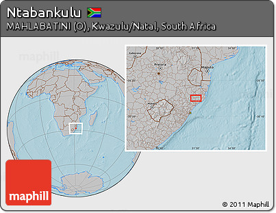 Gray Location Map of Ntabankulu, hill shading