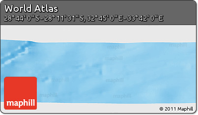 Physical Panoramic Map of the Area around 28° 27' 45" S, 33° 13' 30" E