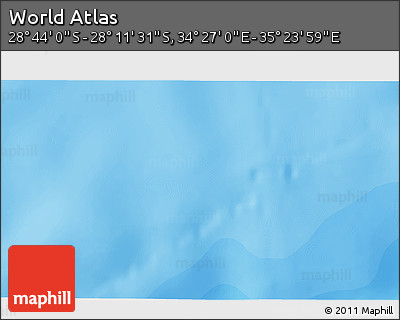 Political 3D Map of the Area around 28° 27' 45" S, 34° 55' 29" E