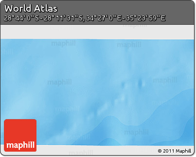 Political 3D Map of the Area around 28° 27' 45" S, 34° 55' 29" E
