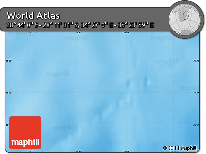 Shaded Relief Map of the Area around 28° 27' 45" S, 34° 55' 29" E